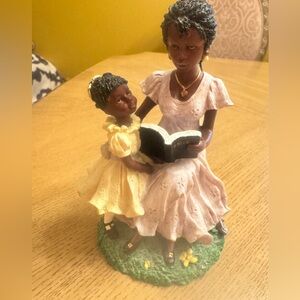 Charming Mother and Child Figurine in Yellow and Pink